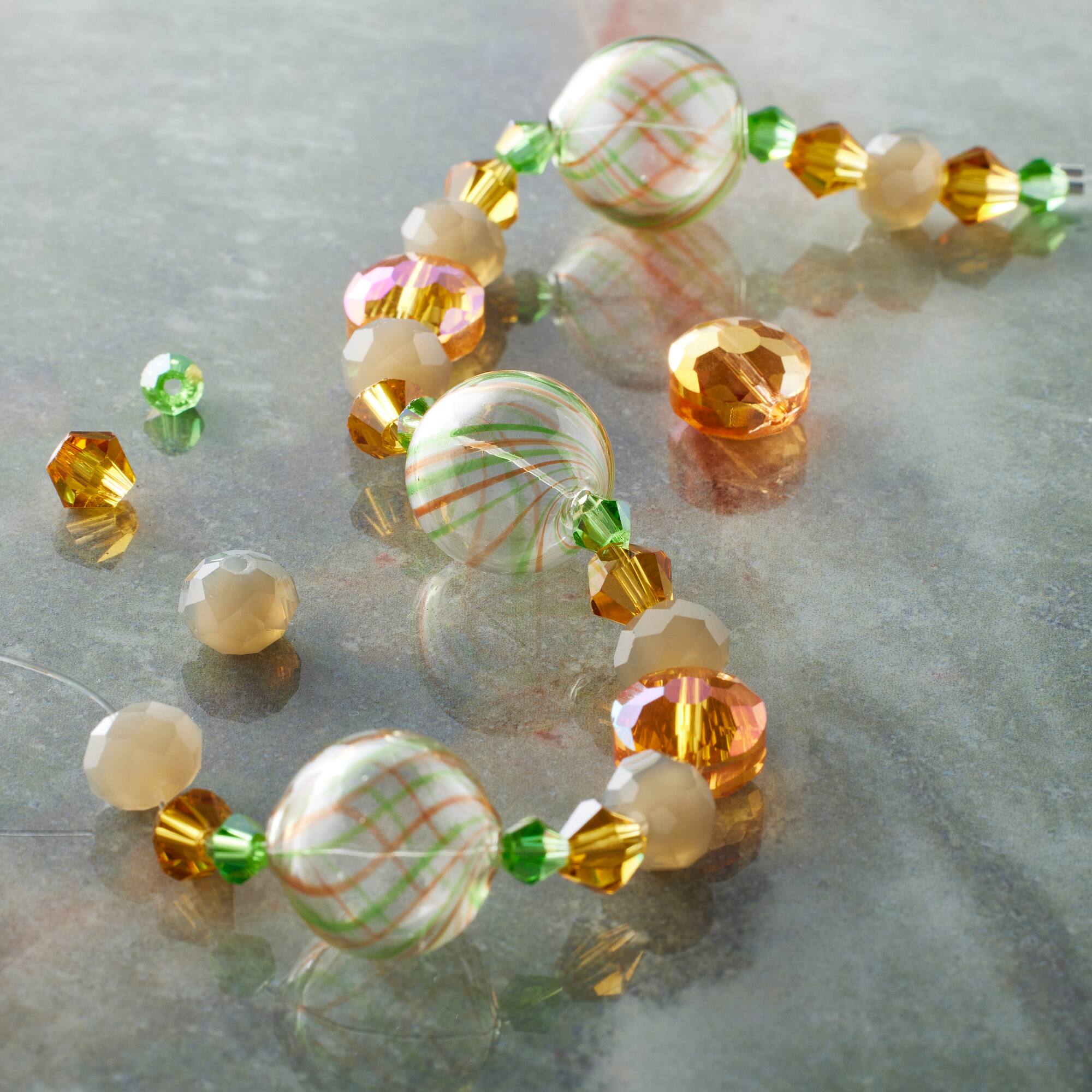 12 Pack: Lampwork Glass Stripe Round Beads by Bead Landing